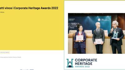Olivetti premio Corporate Heritage Awards 2022